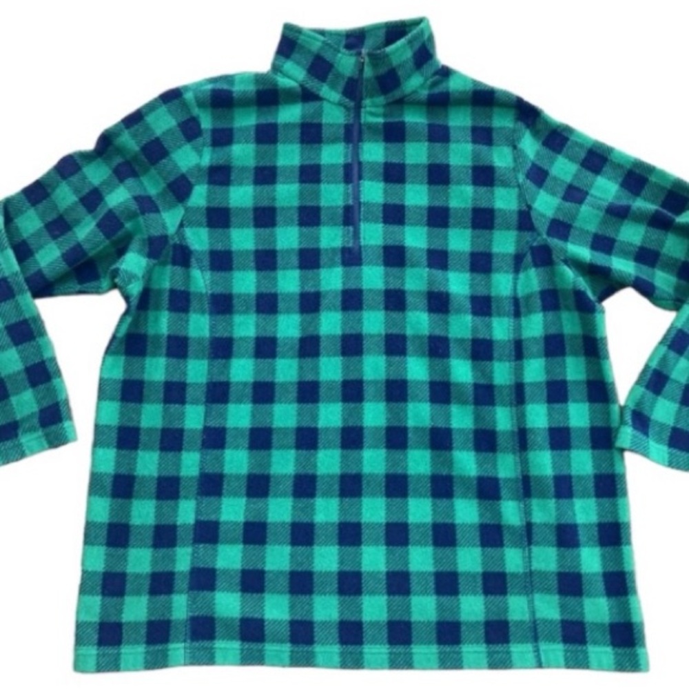 Land End 1/4 Zip Plaid Fleece